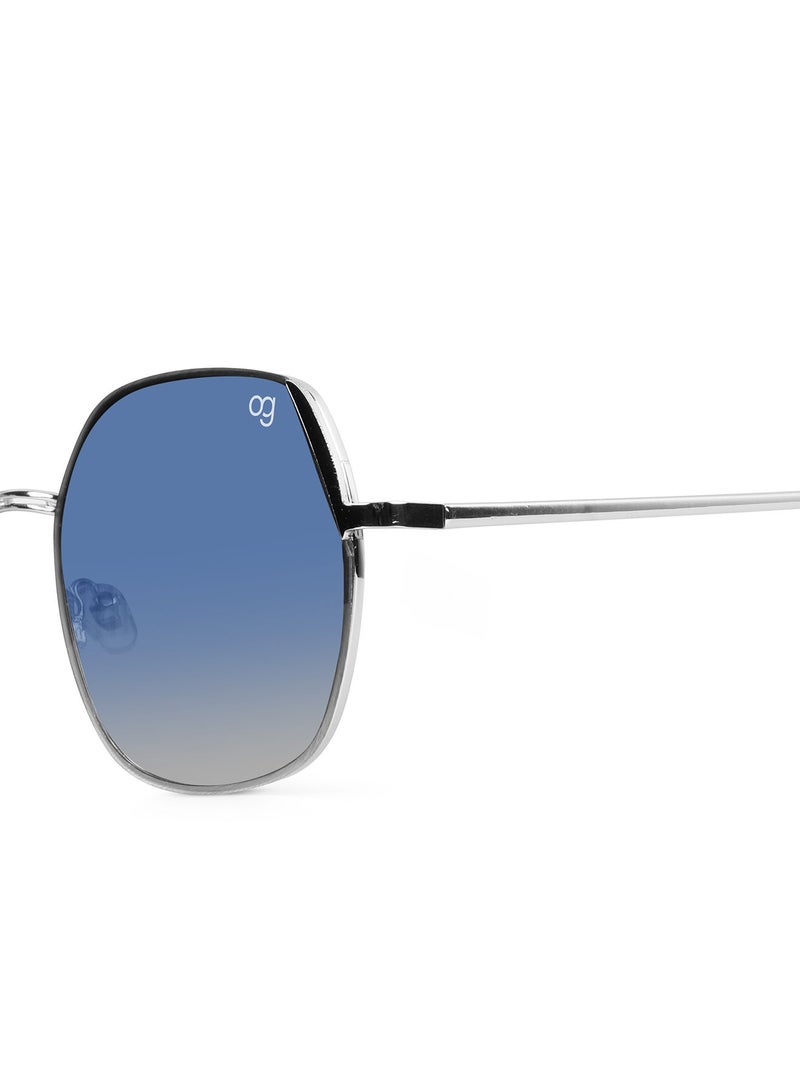 ووجلز نظارة شمسية مستديرة واقية من الأشعة فوق البنفسجية بلون أزرق متوهج للرجال والنساء - Image 3