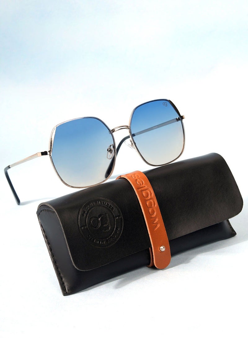 ووجلز نظارة شمسية مستديرة واقية من الأشعة فوق البنفسجية بلون أزرق متوهج للرجال والنساء - Image 1