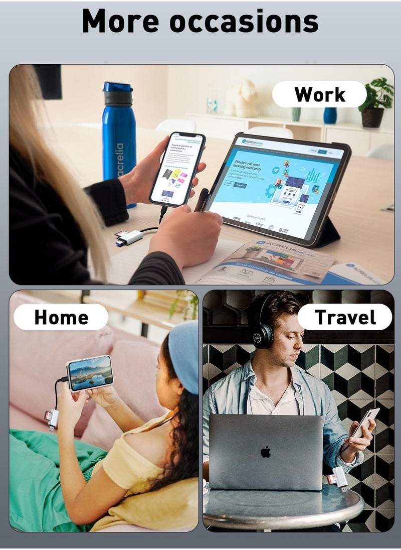 SYOSI - SD Card Reader, Micro SD/TF Memory with USB C and USB 3.0 Dual Slot High-Speed Reading at Same Time, Compatible with Computer PC MacBook Pro/Air, iPhone 15/15 Pro/Pro Max iPad Pro Samsung - Image 1