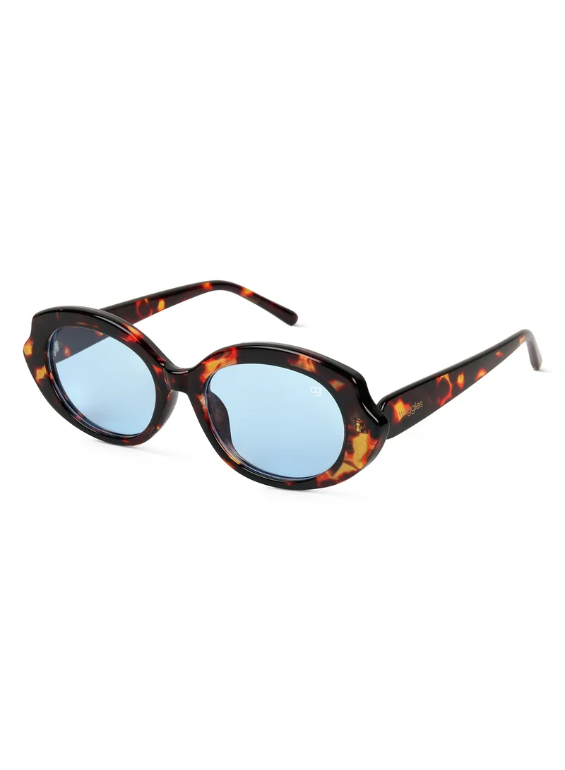 Woggles Designer Blue Oval Sunglasses| Men & Women| 100% Uv Protection
