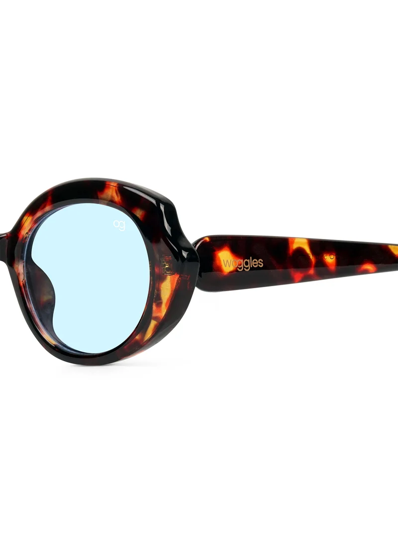 Woggles Designer Blue Oval Sunglasses| Men & Women| 100% Uv Protection