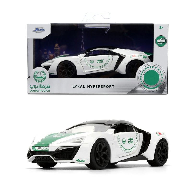 Jada Metal Lykan Hypersport Dubai Police Die-Cast Car (1:24, White/Green) - Image 1