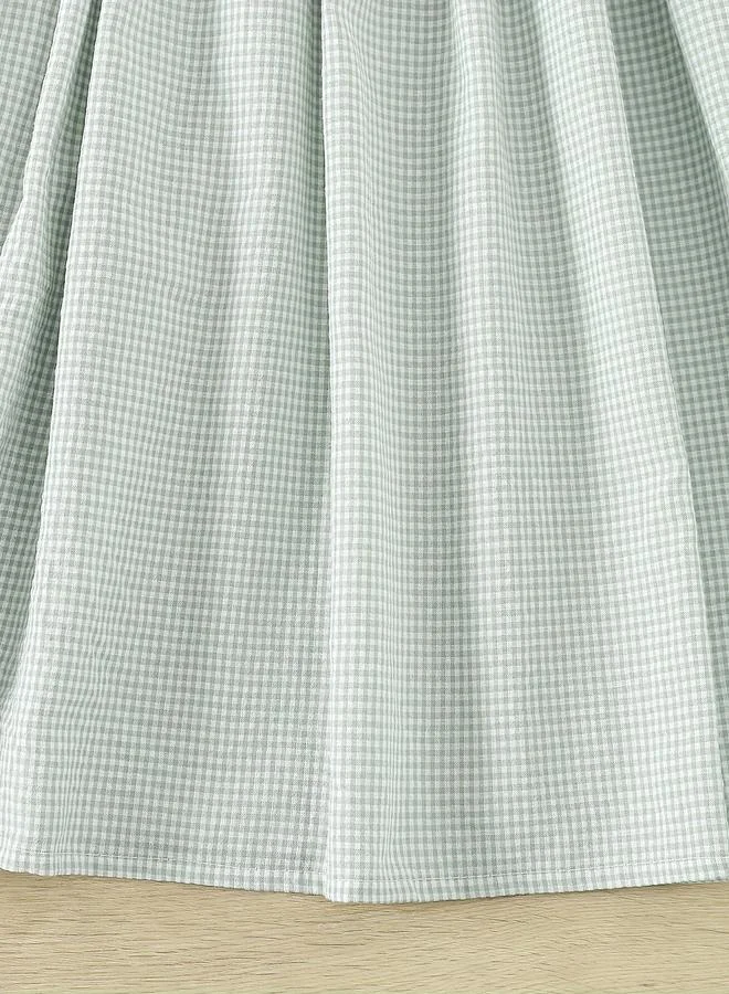 Take Two Take Two Girls Green Checked Smocked Detail Dress