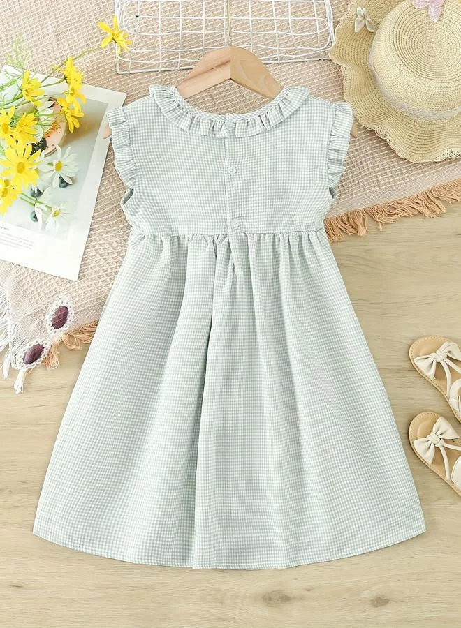 تايك تو Take Two Girls Green Checked Smocked Detail Dress