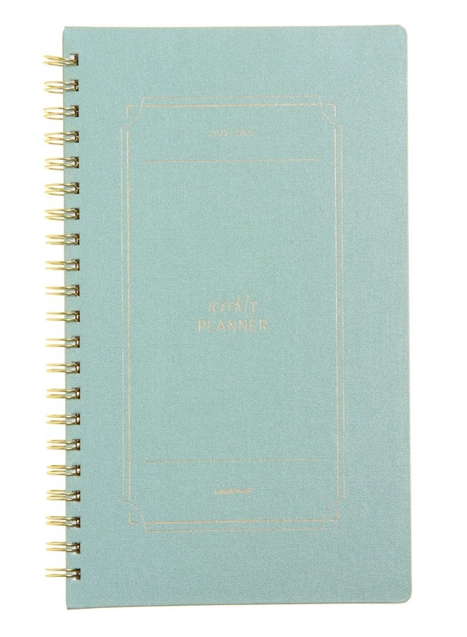 russell+hazel 2025-2026 Weekly Planner, Spiral Bound Bookcloth, Dew with Gold Foil Details, 9.1" x 11.2", July 2025 - June 2026, Features 52 Weekly Spreads, 1-Count - Image 1