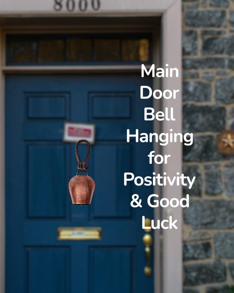 WARMINGO DE Buddha Cow Bell for Home Decoration & Decor | DDLJ Swiss Bell | Religious Spiritual Wall Decor | Copper Antique Metal Bell with Leather Strap| Diwali Gift Item - Image 2