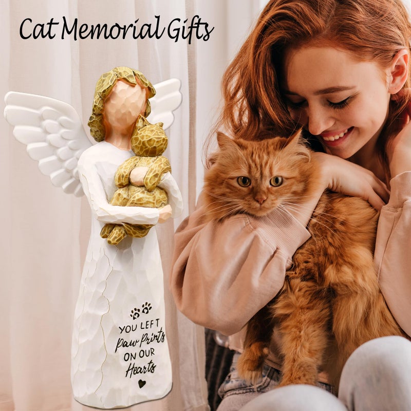 BORLESTA Cat Memorial Gifts, Pet Loss Sympathy Gift, Cat Gifts for Women, Pet Memorial Cats Remembrance Gift, in Memory of Cats Statue Hand-Painted Figurines (Brown) - Image 3