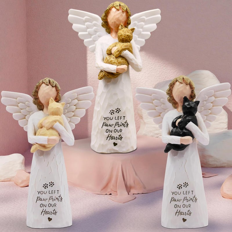 BORLESTA Cat Memorial Gifts, Pet Loss Sympathy Gift, Cat Gifts for Women, Pet Memorial Cats Remembrance Gift, in Memory of Cats Statue Hand-Painted Figurines (Brown) - Image 2
