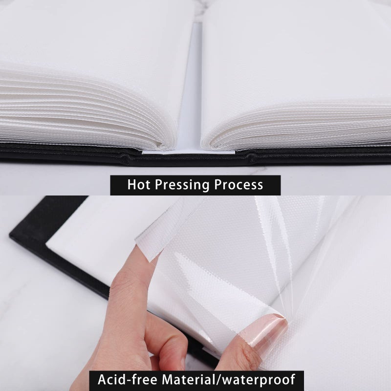 RECUTMS RECUTMS 100 Photo Album for 4x6 100 Small Photos Black Premium Leather Cover Inner White Page Vertical Photo Book for Family Wedding Graduation (Black) - Image 4
