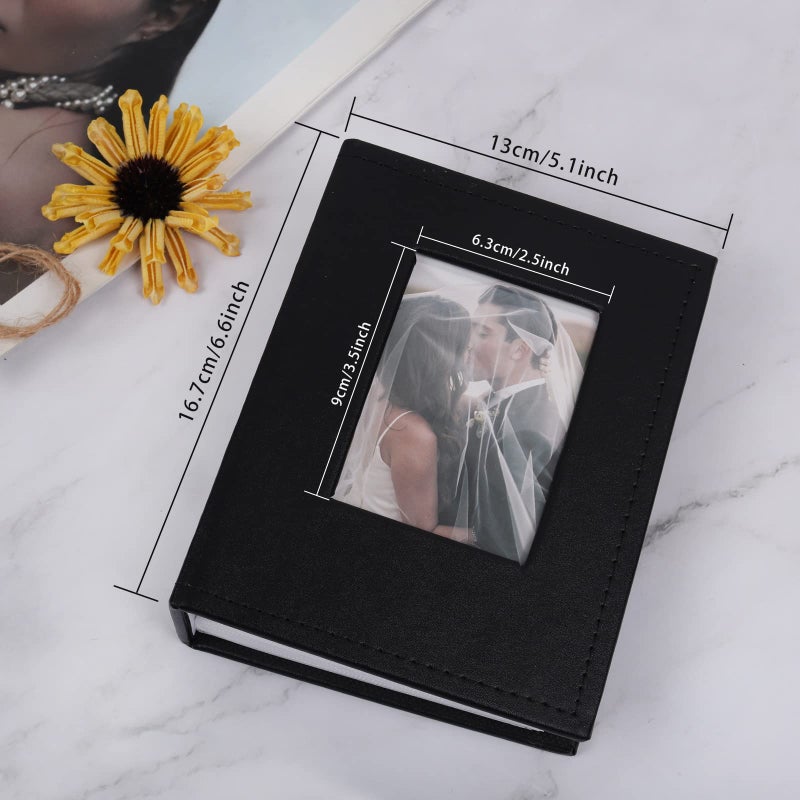 RECUTMS RECUTMS 100 Photo Album for 4x6 100 Small Photos Black Premium Leather Cover Inner White Page Vertical Photo Book for Family Wedding Graduation (Black) - Image 5