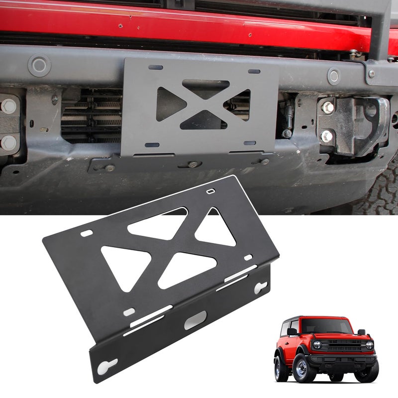 Front License Plate Bracket Compatible with 20212025 Ford Bronco HD Modular Bumper License Plate Mounting Holder Frames Accessories