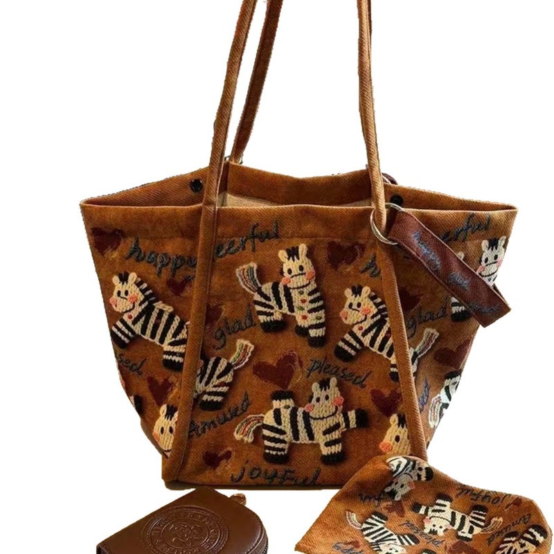 2026 Horse Year Canvas Tote Bag 'Happy Horse' Large Capacity - Image 2