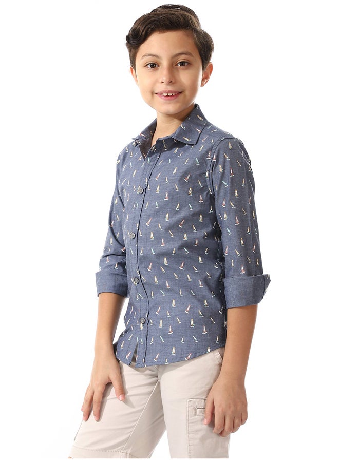 Andora Boys Dark Grey Long Sleeves Shirt_Grey - Image 3