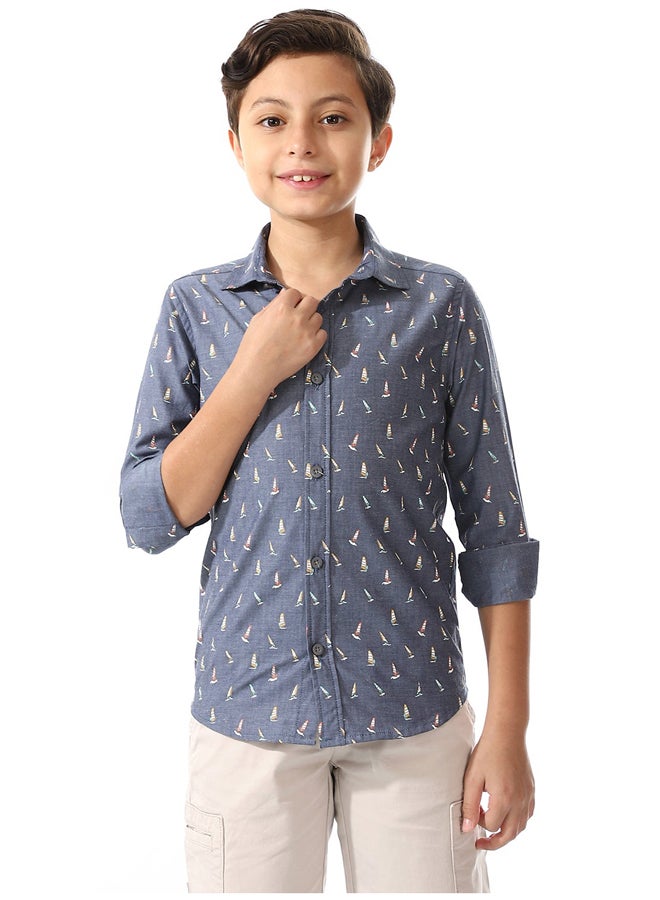 Andora Boys Dark Grey Long Sleeves Shirt_Grey - Image 4
