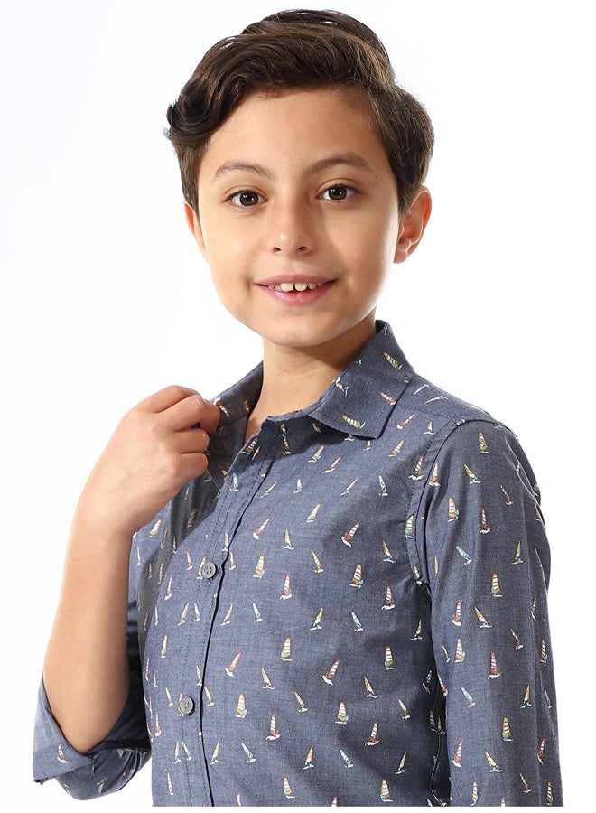 Andora Boys Dark Grey Long Sleeves Shirt_Grey - Image 2