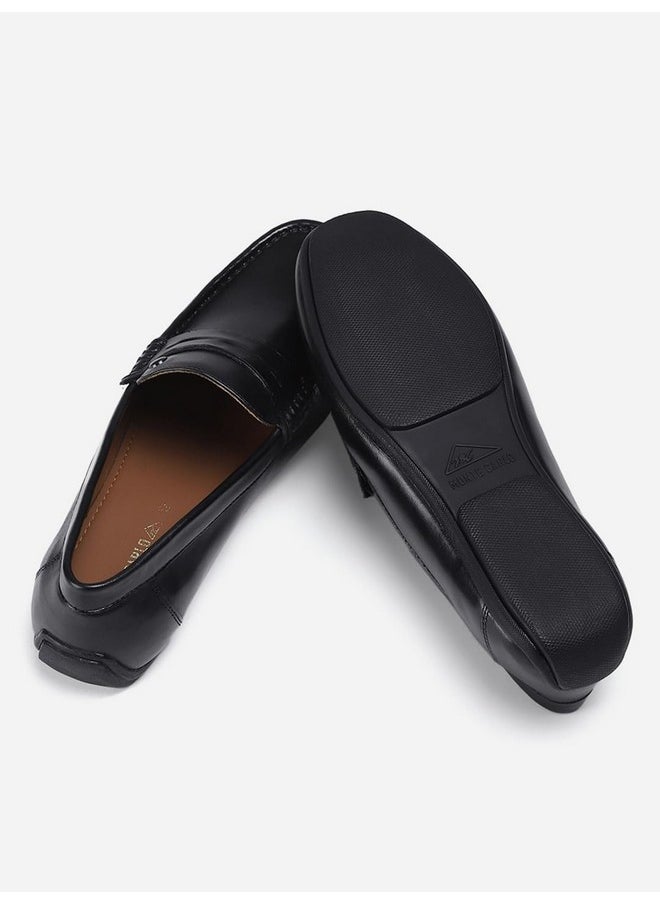 Monte Carlo - Monte Carlo Mens Black Solid Slip on Genuine Leather Loafers (201804FW-2-10) - Image 1