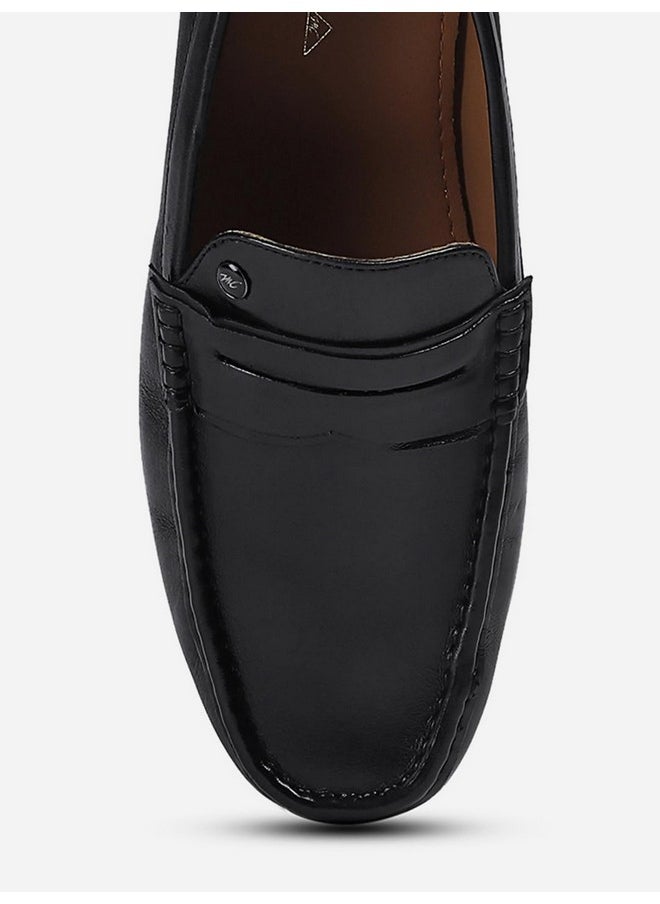 Monte Carlo - Monte Carlo Mens Black Solid Slip on Genuine Leather Loafers (201804FW-2-10) - Image 1