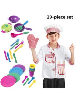 Generic Children's Kitchen Tableware Toys Chef Clothing Cooking Kitchenware Set Role-playing Clothing Toys-Color:Boxed Set Of 12  - Image 2