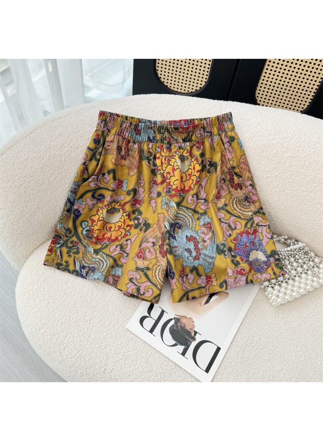 XINYANG New Chinese Style Women's Set 2025 Summer National Style Improved Print Sleeveless Cheongsam + Shorts - Image 5
