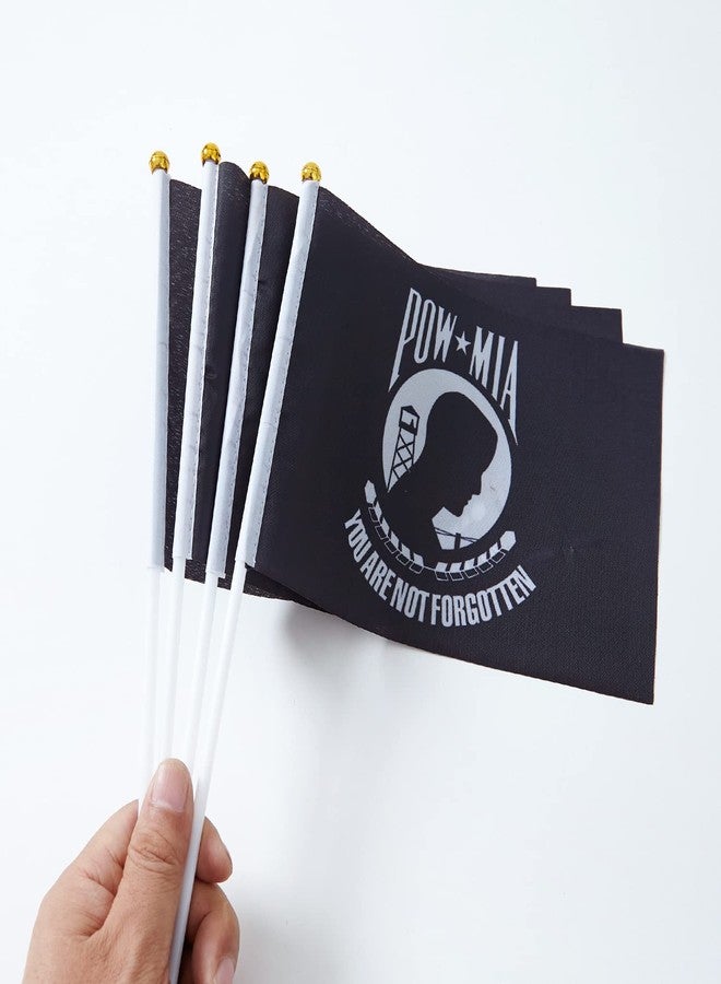 WXTWK 12 Pack American USA POW MIA Desk Flag Small Mini US Military Table Flags with Stand Base,United States Army Festival Events Celebration Decorations - Image 5