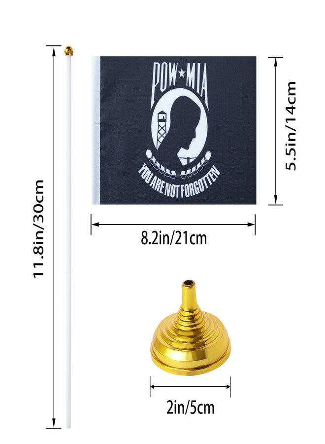 WXTWK 12 Pack American USA POW MIA Desk Flag Small Mini US Military Table Flags with Stand Base,United States Army Festival Events Celebration Decorations - Image 2