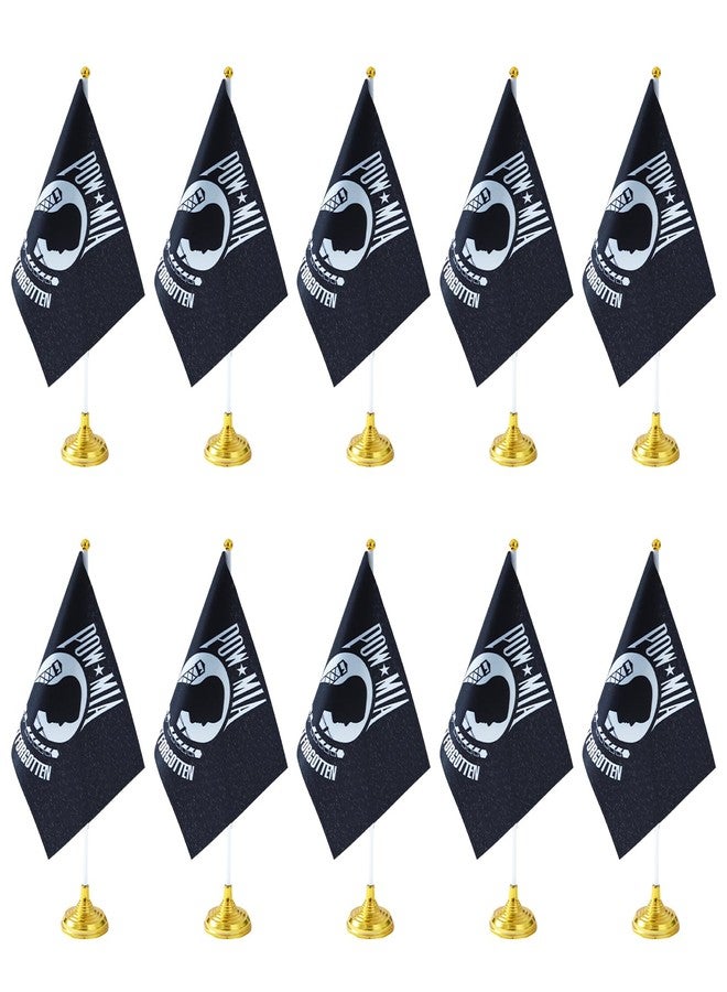 WXTWK 12 Pack American USA POW MIA Desk Flag Small Mini US Military Table Flags with Stand Base,United States Army Festival Events Celebration Decorations - Image 1