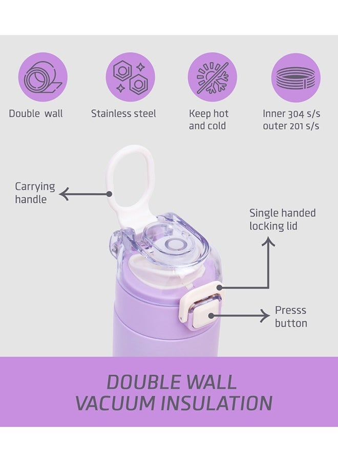 Eazy Kids Double Wall Insulated Travel Water Bottle - Purple, 550Ml  - Image 4