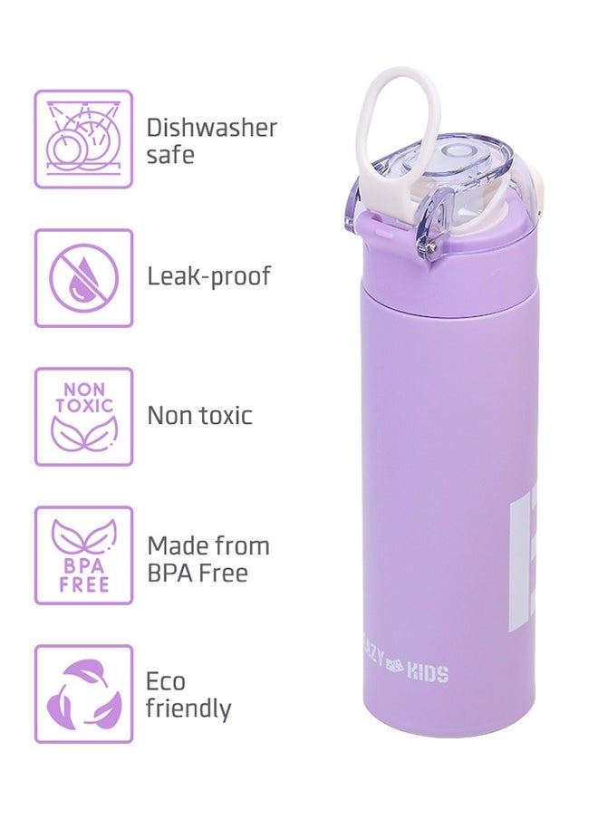 Eazy Kids Double Wall Insulated Travel Water Bottle - Purple, 550Ml  - Image 5