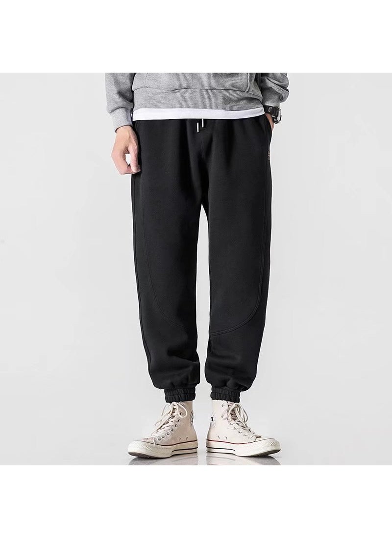 Generic - Japanese Vintage Simple Bunded Foot Cargo Pants Mens Winter Regular Style Versatile Trousers Student Trendy Brand Pants Men Blue - Image 1