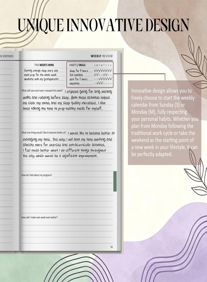BIROYAL Self Love Journal for Women - 90-Day Self Care Planner A5 - Wellness & Daily Reflection Gratitude Journal for Women - Wellness Planner for Personal Health, Sleep & Diet Tracking - Mood Tracker - Image 3