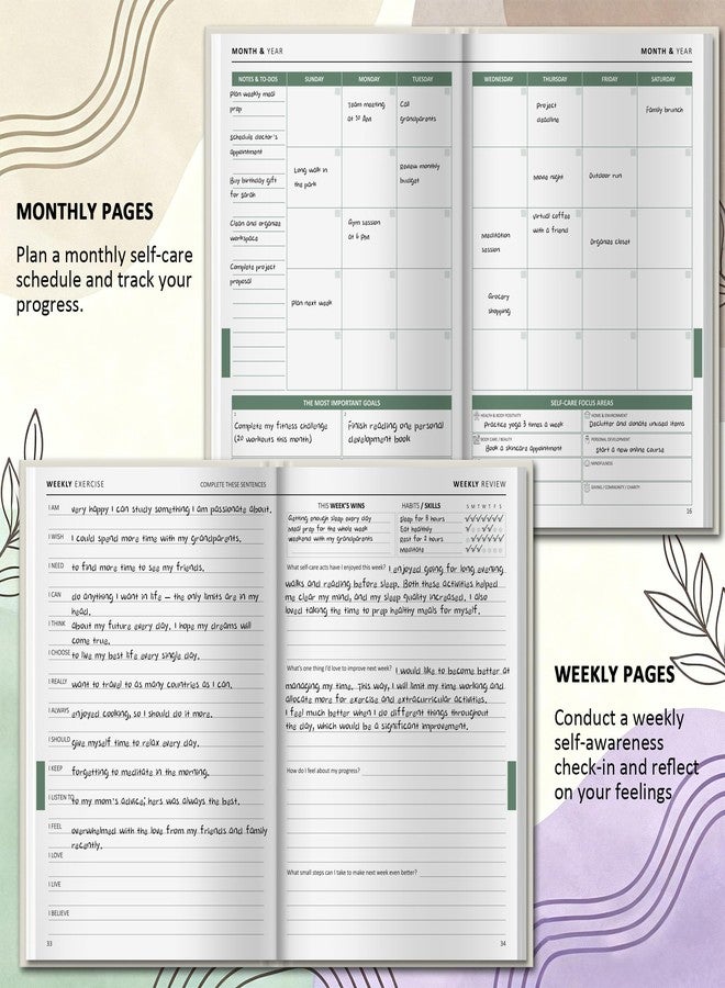 BIROYAL Self Love Journal for Women - 90-Day Self Care Planner A5 - Wellness & Daily Reflection Gratitude Journal for Women - Wellness Planner for Personal Health, Sleep & Diet Tracking - Mood Tracker - Image 5