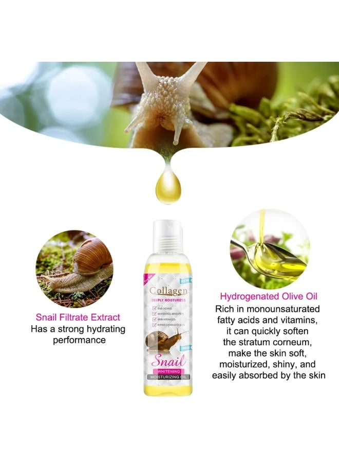 Aichun beauty 100ml Collagen Snail Whitening Moisturizing Oil Beauty Collagen Snail Body Oil Brightening Body Oil Massage Lightening Whitening Anti Aging Collagen Oil for Skin Anti wrinkles Body Oil Collagen Snail Oil - Image 4