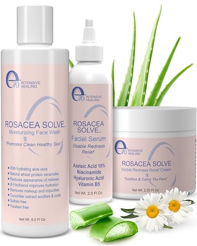 Rosacea Solve Skincare Set for Women  Men  Gentle Face Wash Rosacea Cream  Face Serum for Skin Redness  Day  Night Hydrating Facial Cleanser  Sensitive Skin Moisturizer by e70