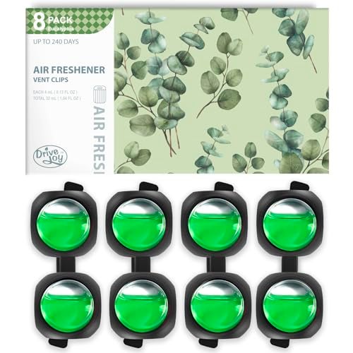 DRIVEJOY Car Air Freshener Vent Clips 8 Pack Provides LongLasting Scent Up to 240 Days Odor Eliminator Eucalyptus - Image 1
