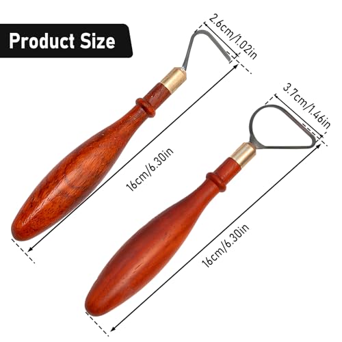 SYWAN Pottery Trimming Tool Clay Sculpting Tools Tungsten Steel Cutter Head African Coralwood Ribbon Cutter Pottery Trimming Tool Mud Tool Clay Pottery Modelling Carving Tool LShape Toroidal - Image 3