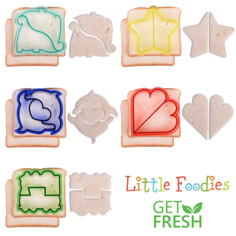 Get Fresh Sandwich Cutters for Kids  20-Piece Set  5 Kid Sandwich Cutters Shapes  5 Vegetable Cutters Shapes  10 Bento Deco - Image 2