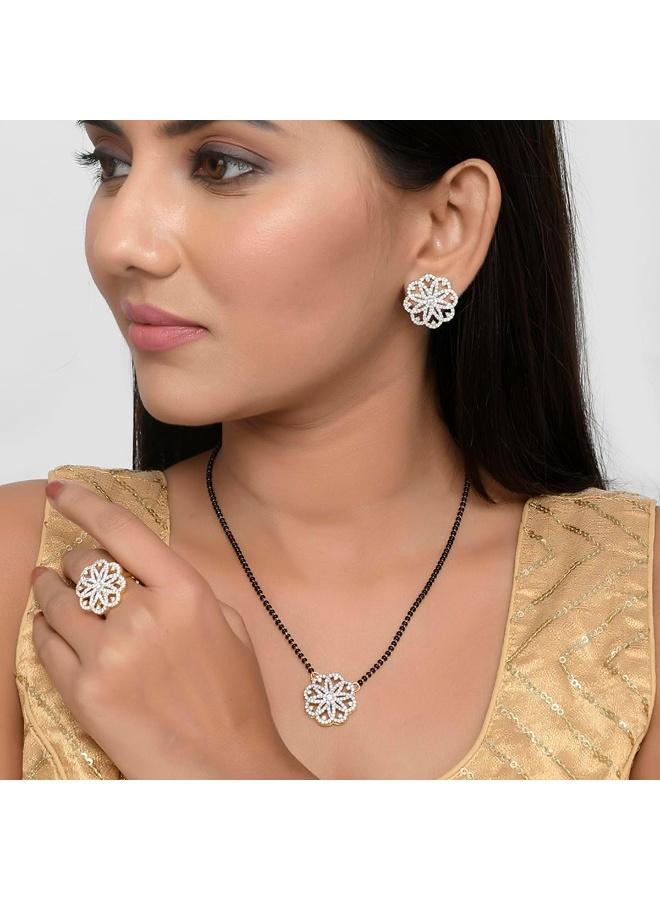 VOYLLA CZ Gems Mangalsutra Set, Brass, No Gemstone - Image 3