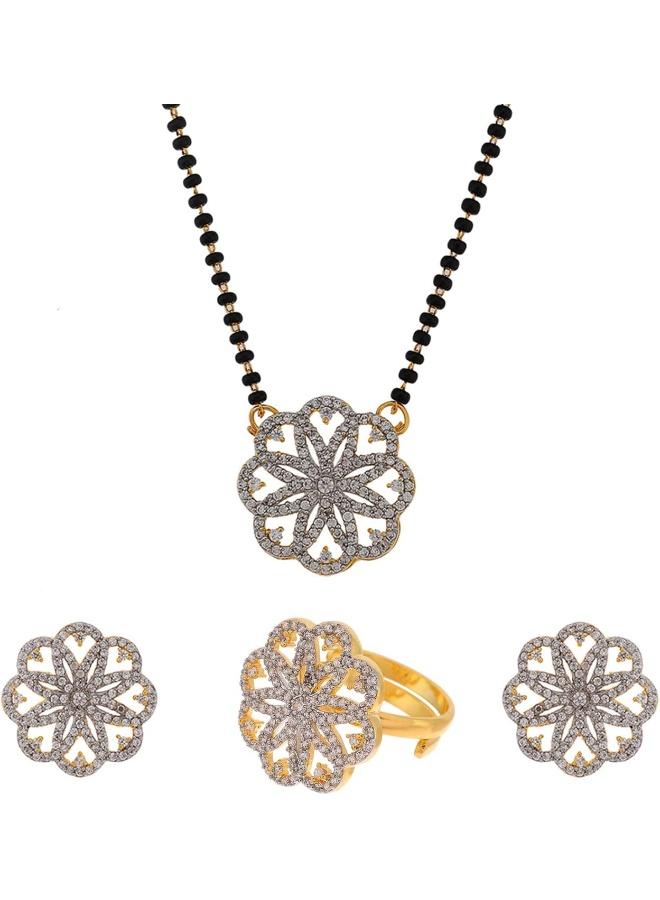 VOYLLA CZ Gems Mangalsutra Set, Brass, No Gemstone - Image 1