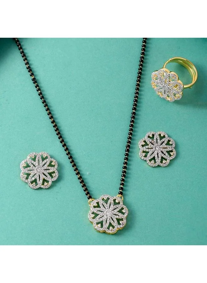 VOYLLA VOYLLA CZ Gems Mangalsutra Set, Brass, No Gemstone