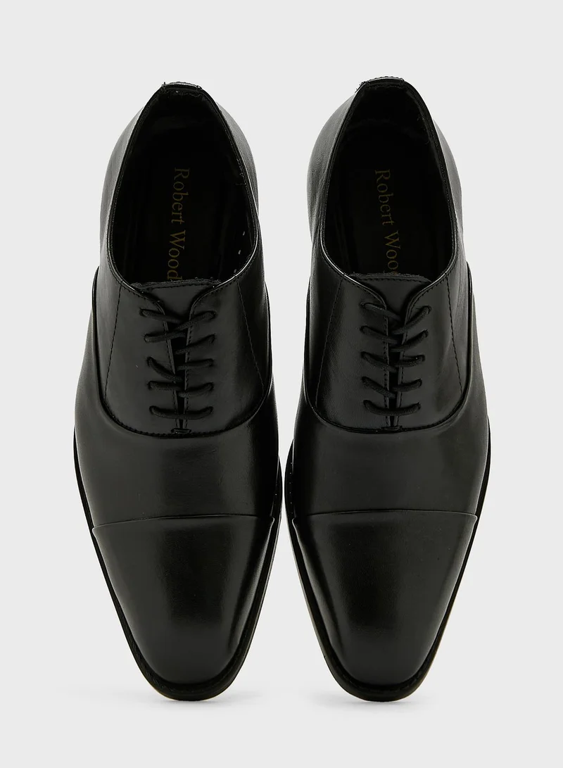 Robert Wood Genuine Leather Burnished Formal Lace Ups