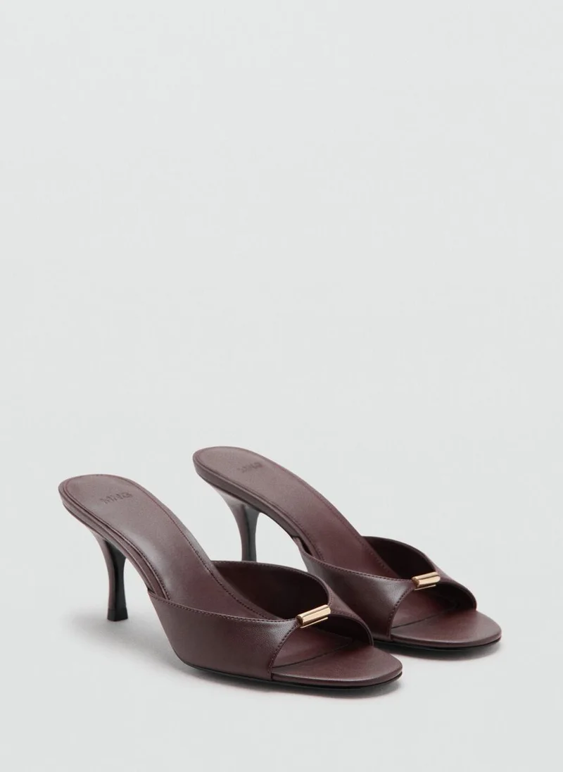 Mango Heeled Sandals With Metallic Detail