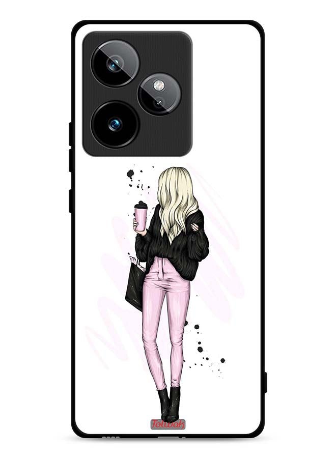 Tolwak Realme GT 7 5G Protective Case Cover Girl Holding Coffee Cup Art