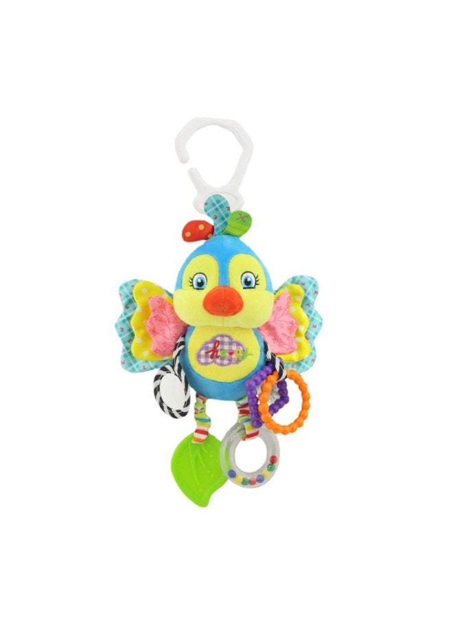 Generic - Happy Monkey Baby Bed Hanging Animal Rattle Pendant Toddler With Teeth Bb Ring Paper Plush Toy-Color:H026B Blue Bird - Image 1