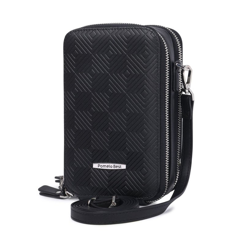 Women'S Crossbody Cell Phone Bag With Grain Pattern And Detachable Shoulder Strap - Image 1