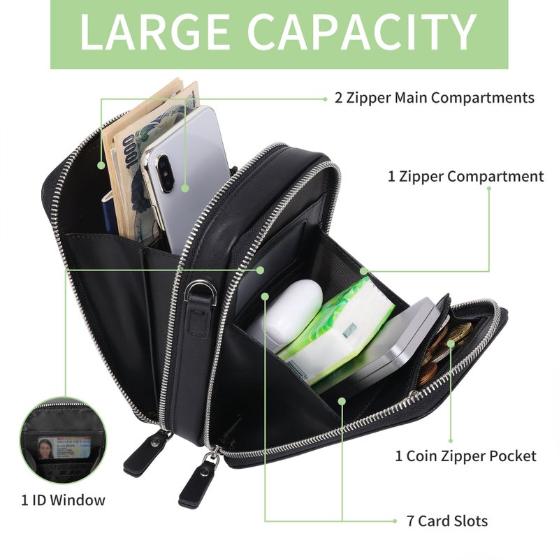 Women'S Crossbody Cell Phone Bag With Grain Pattern And Detachable Shoulder Strap - Image 2