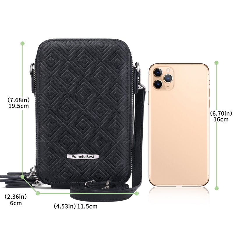 Women'S Crossbody Cell Phone Bag With Grain Pattern And Detachable Shoulder Strap - Image 4