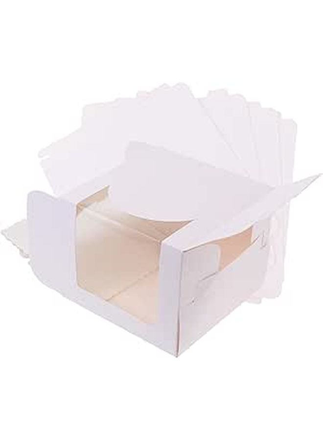 White Large Window Cake Boxes 4 Inch Dessert Storage Containers 4pcs Handheld Party Baking Packaging - Image 1
