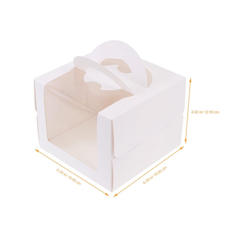 White Large Window Cake Boxes 4 Inch Dessert Storage Containers 4pcs Handheld Party Baking Packaging - Image 3