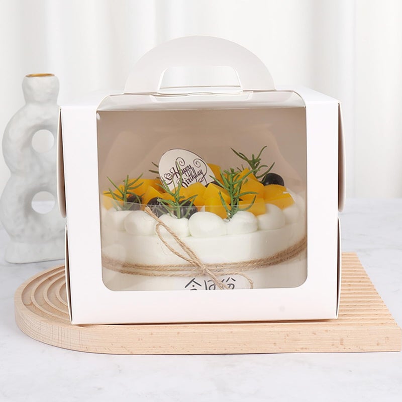 White Large Window Cake Boxes 4 Inch Dessert Storage Containers 4pcs Handheld Party Baking Packaging - Image 4