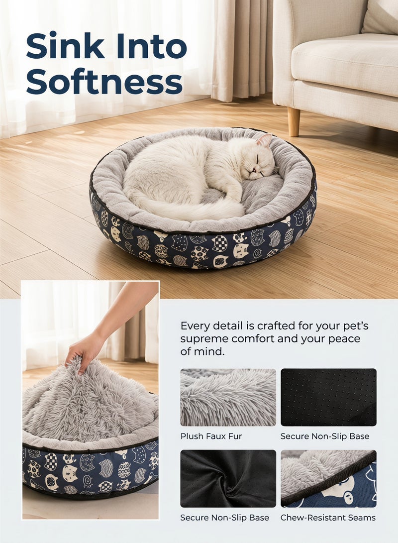 ZERIFAM Fluffy Donut Cat Bed,Soft and Calming Cat Beds, Double-Sided Cat Bed, Fluffy Round Nest for Cats or Dog,Indoor Portable Pet Supplies - Image 3